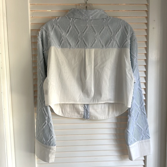 Strut & Bolt Pinstriped Cropped Button Down, Size M, EUC - Picture 2 of 8